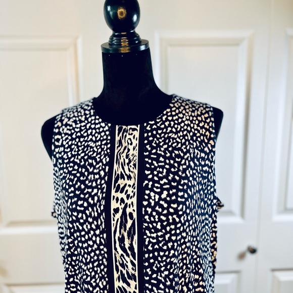 MICHAEL KORS  Size OX Border True Navy Leopard Print Stretch Jersey Dress - Picture 8 of 16